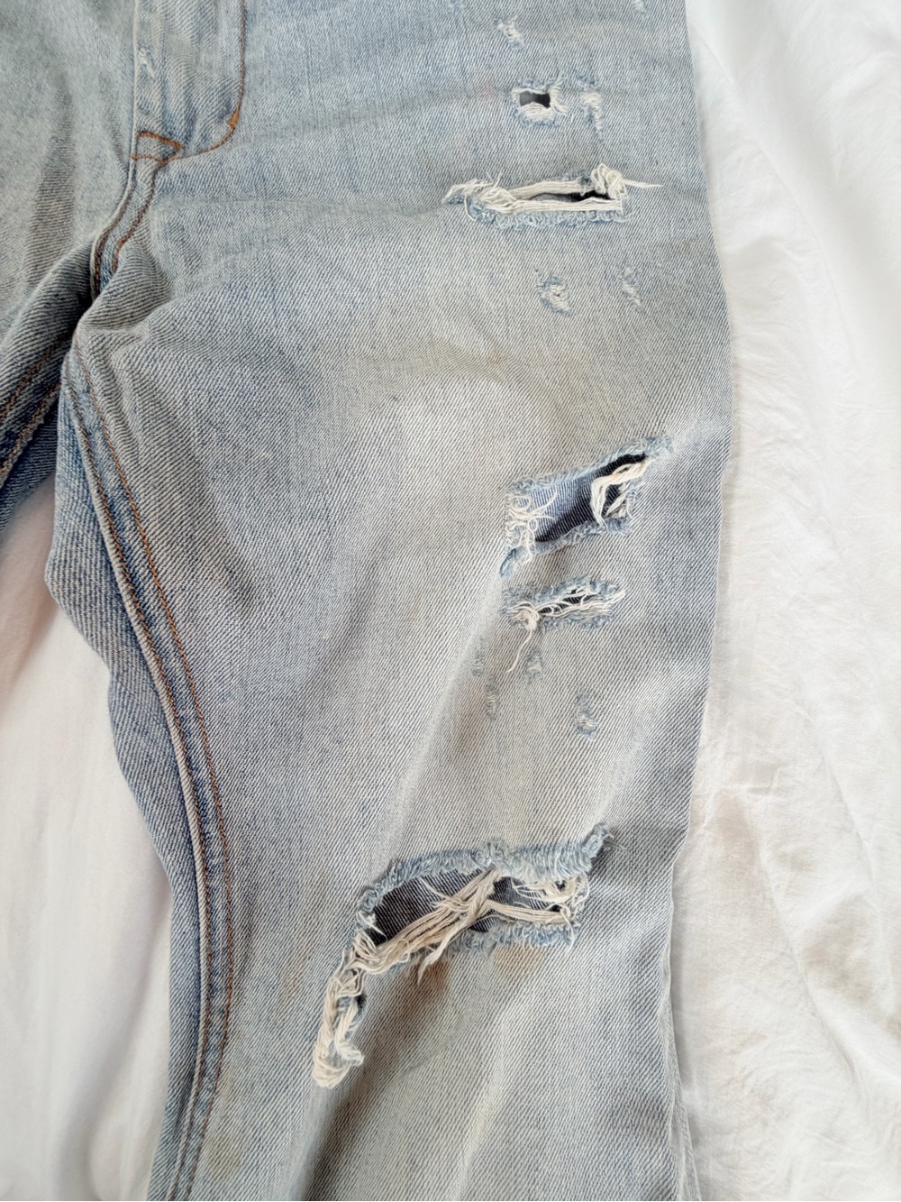 Nasty Gal Distressed Flare Jeans Size 28 Light Wash Bell Bottom Y2K